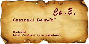 Csetneki Bennó névjegykártya